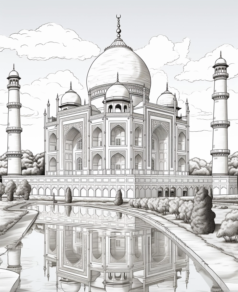 Monochrome India: Low Detail, Thick Line Coloring Pages