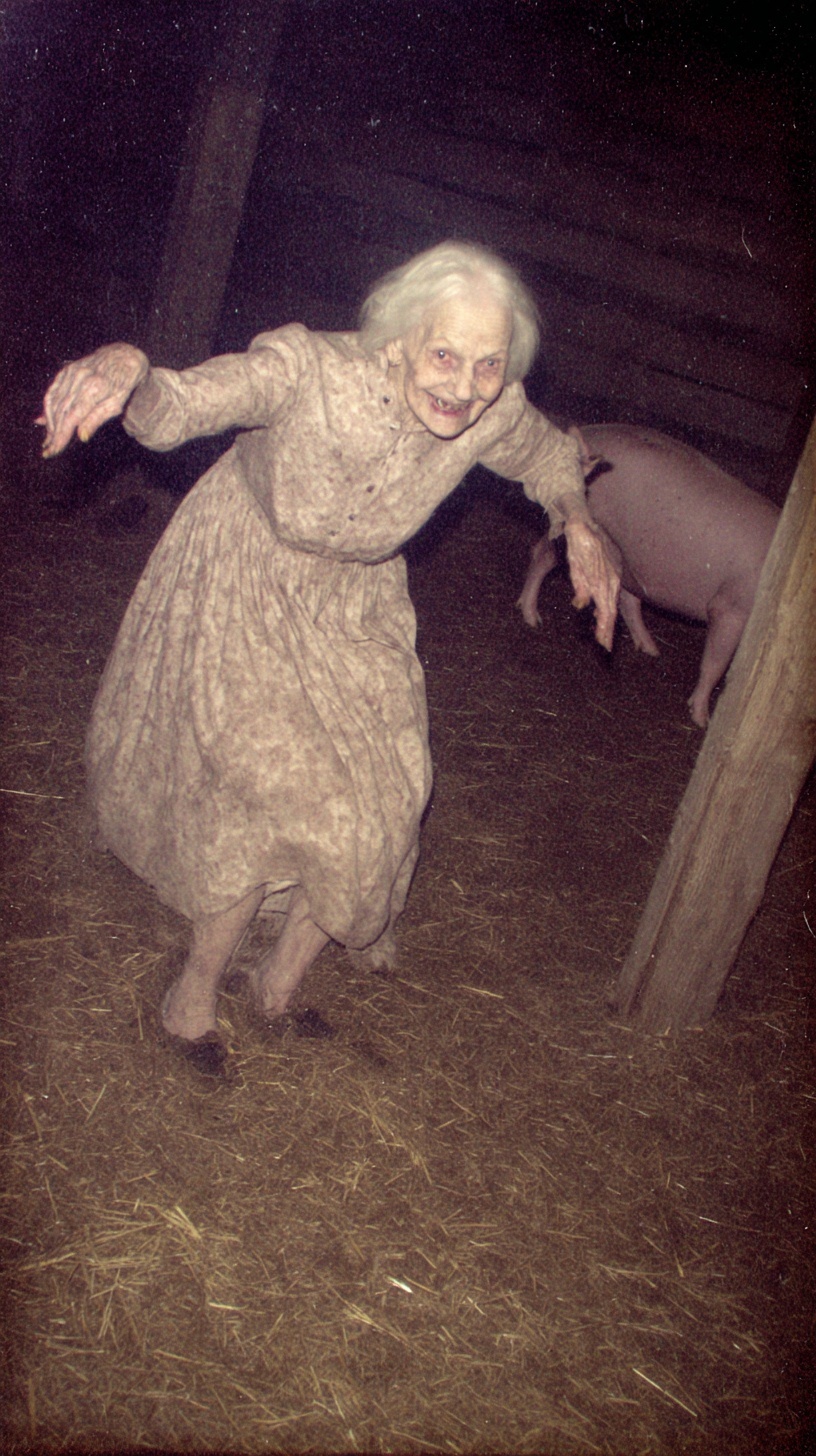 Charming Dance: Elderly Women Embrace Rustic Joy