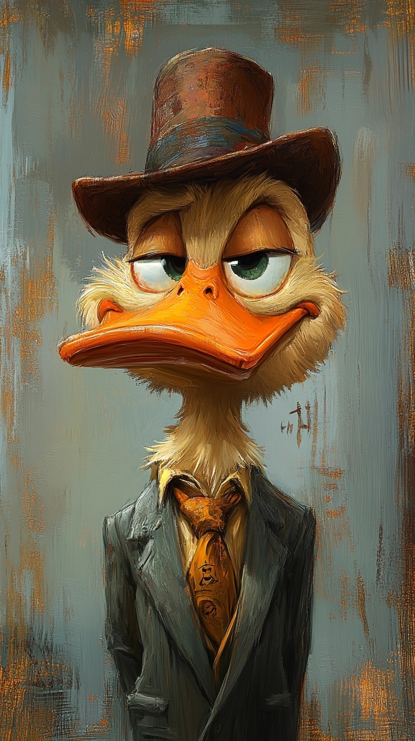 Whimsical Duck Detective: A Vibrant Digital Illustration