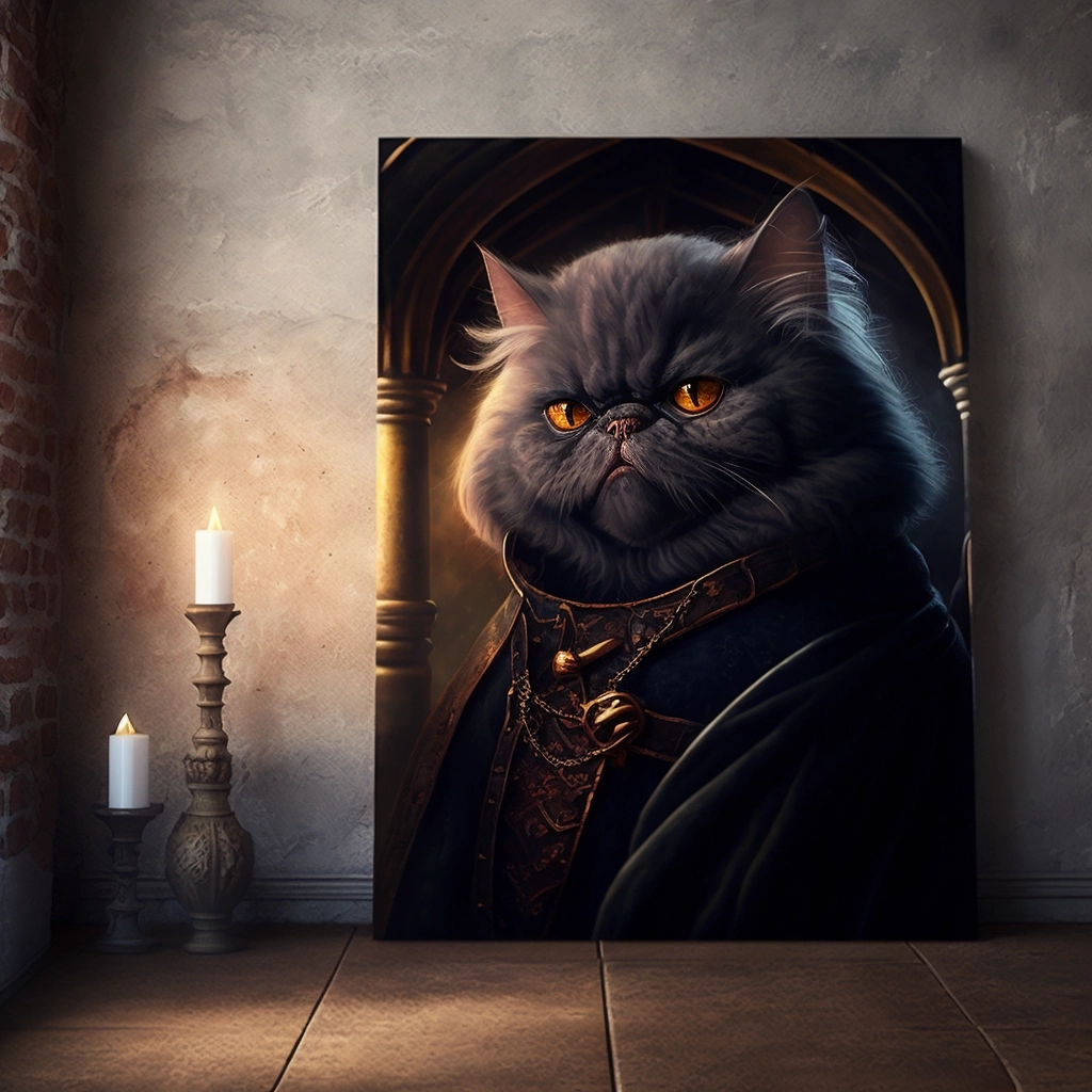 Medieval Castle: Black Persian Cat Dracula in 8K