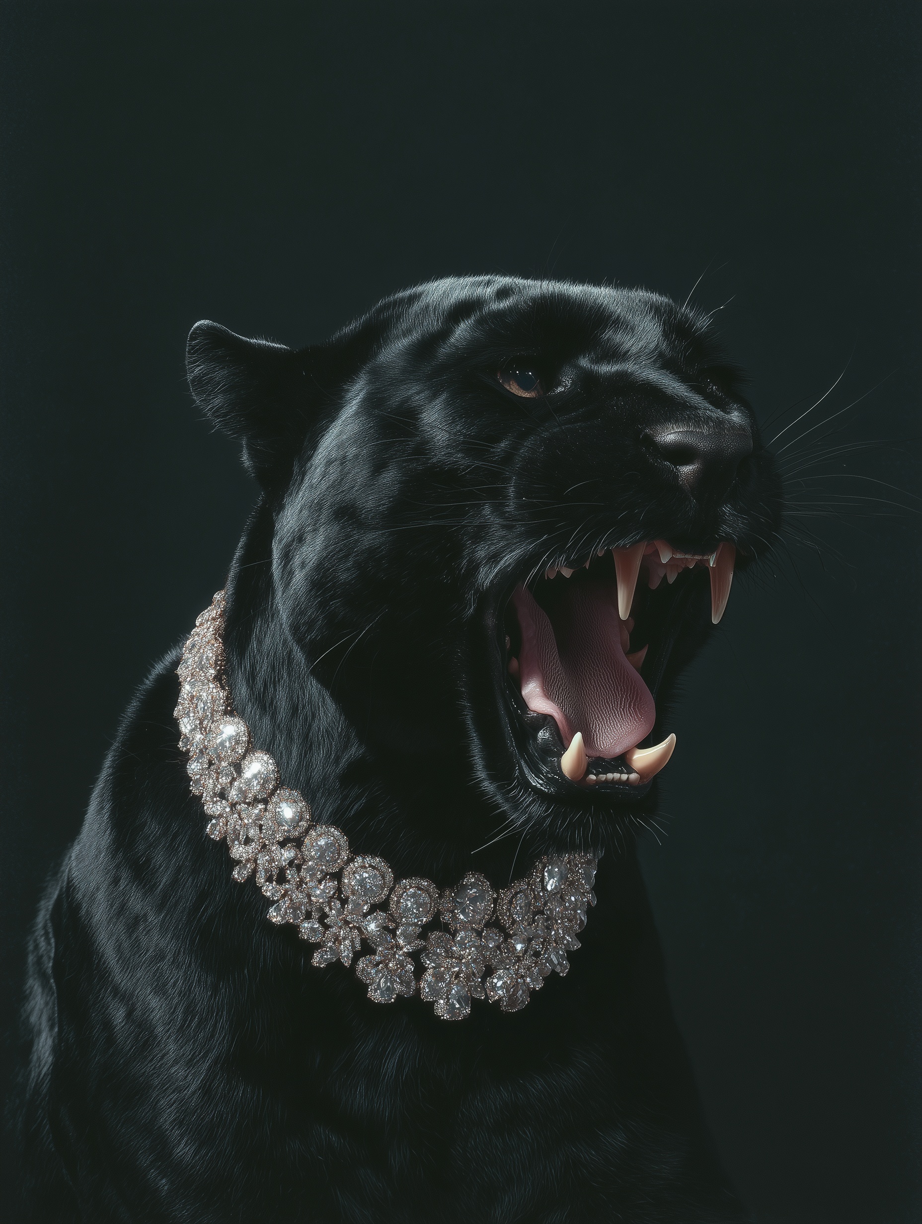 Stunning Panther with a Glittering Diamond Necklace