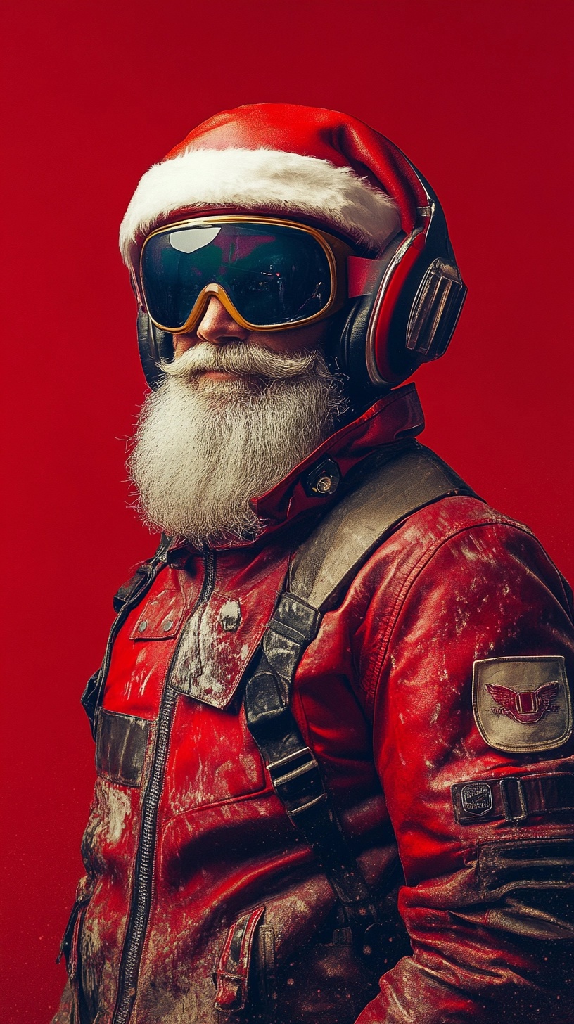 Santa on a Honda: Biker Santa Claus Portrait