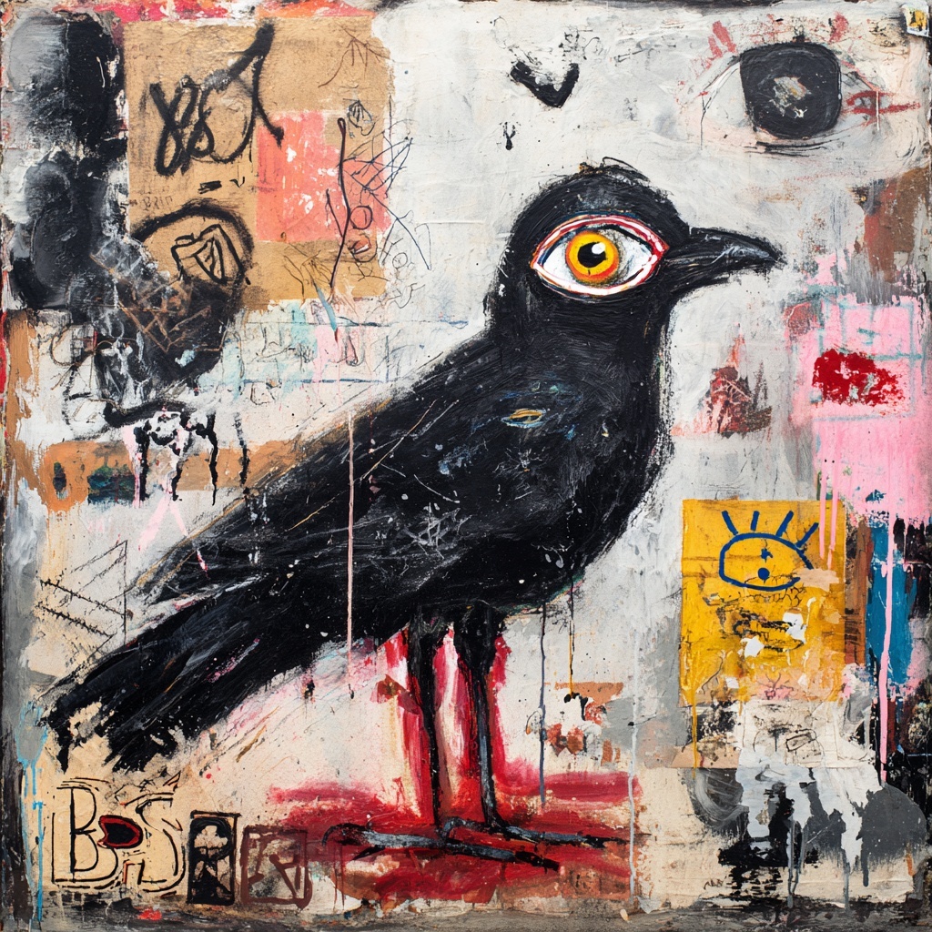 Basquiat-Inspired Black Dove Art