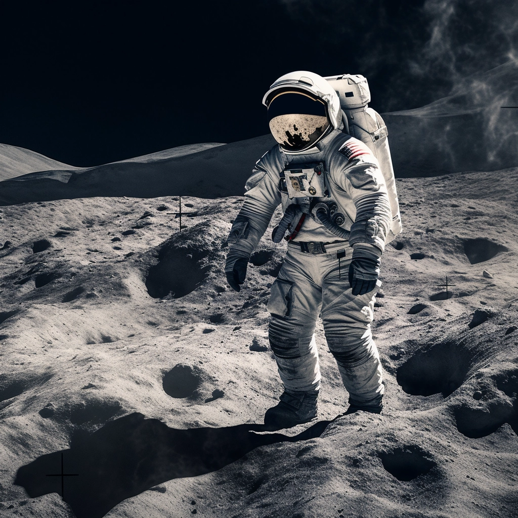 Lonely Astronaut on Moon: Hyper Realistic Photo