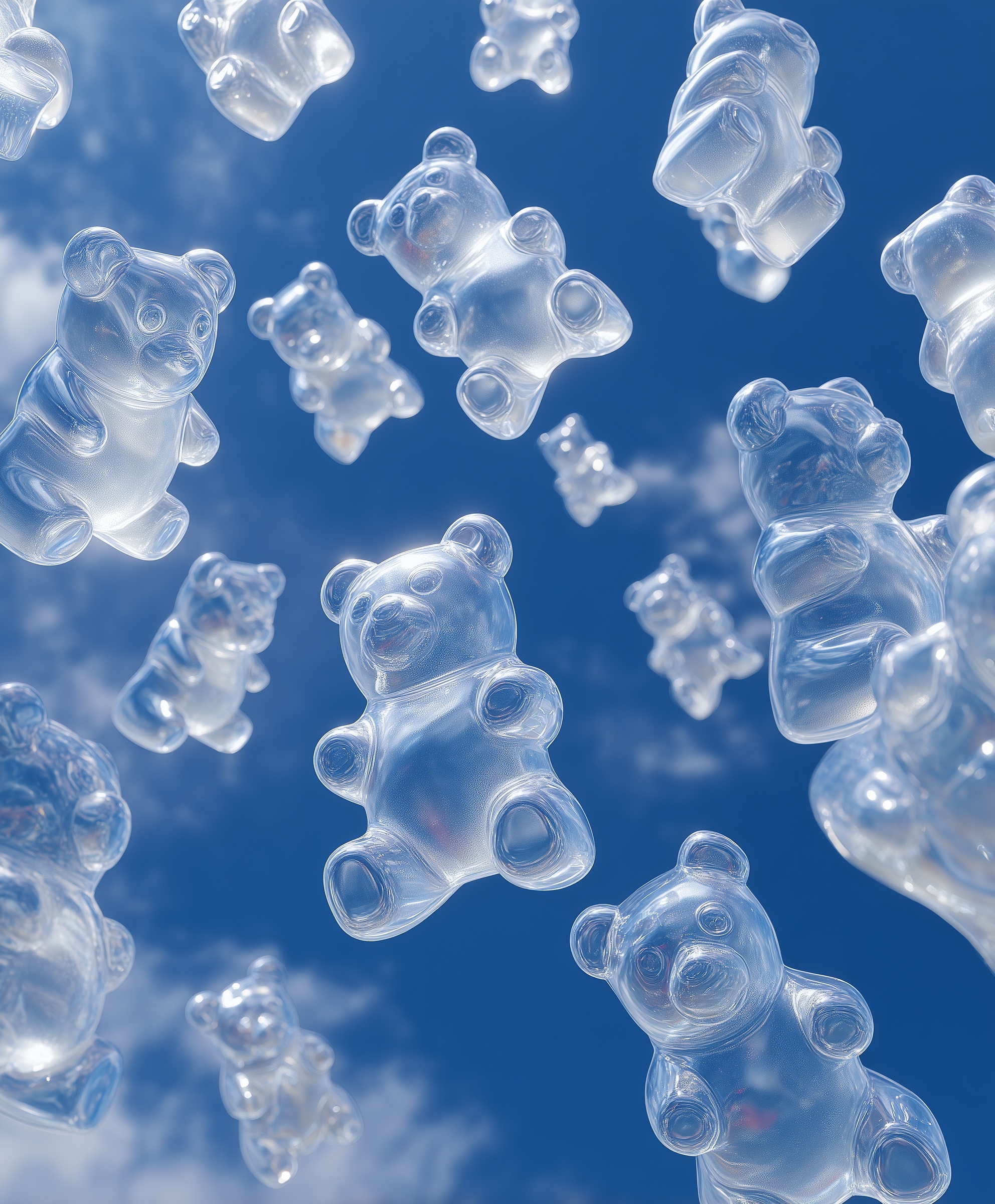 Whimsical Bear Shapes in a Vibrant Sky