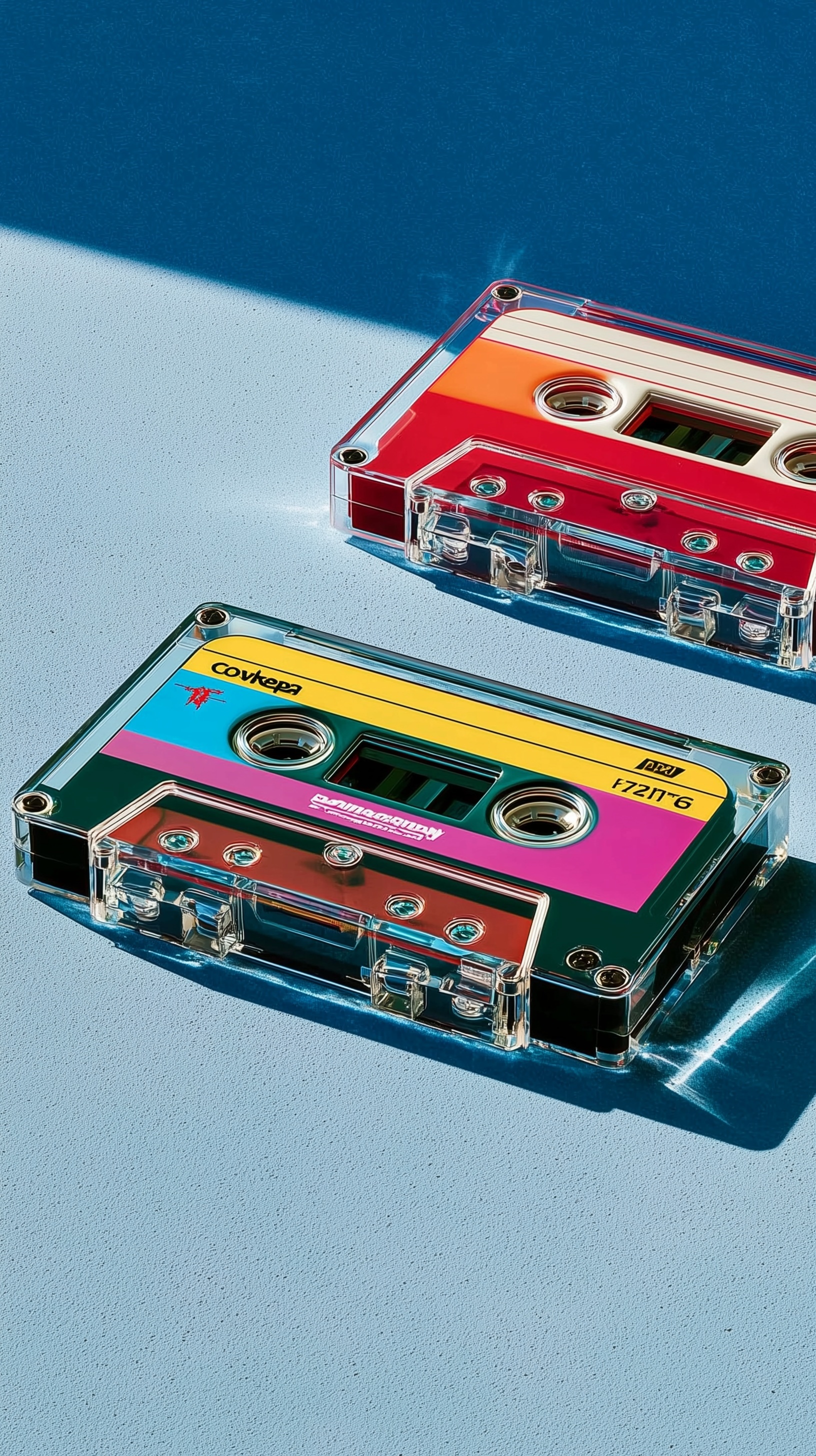Elegant Still Life: Neon Audio Cassette Art