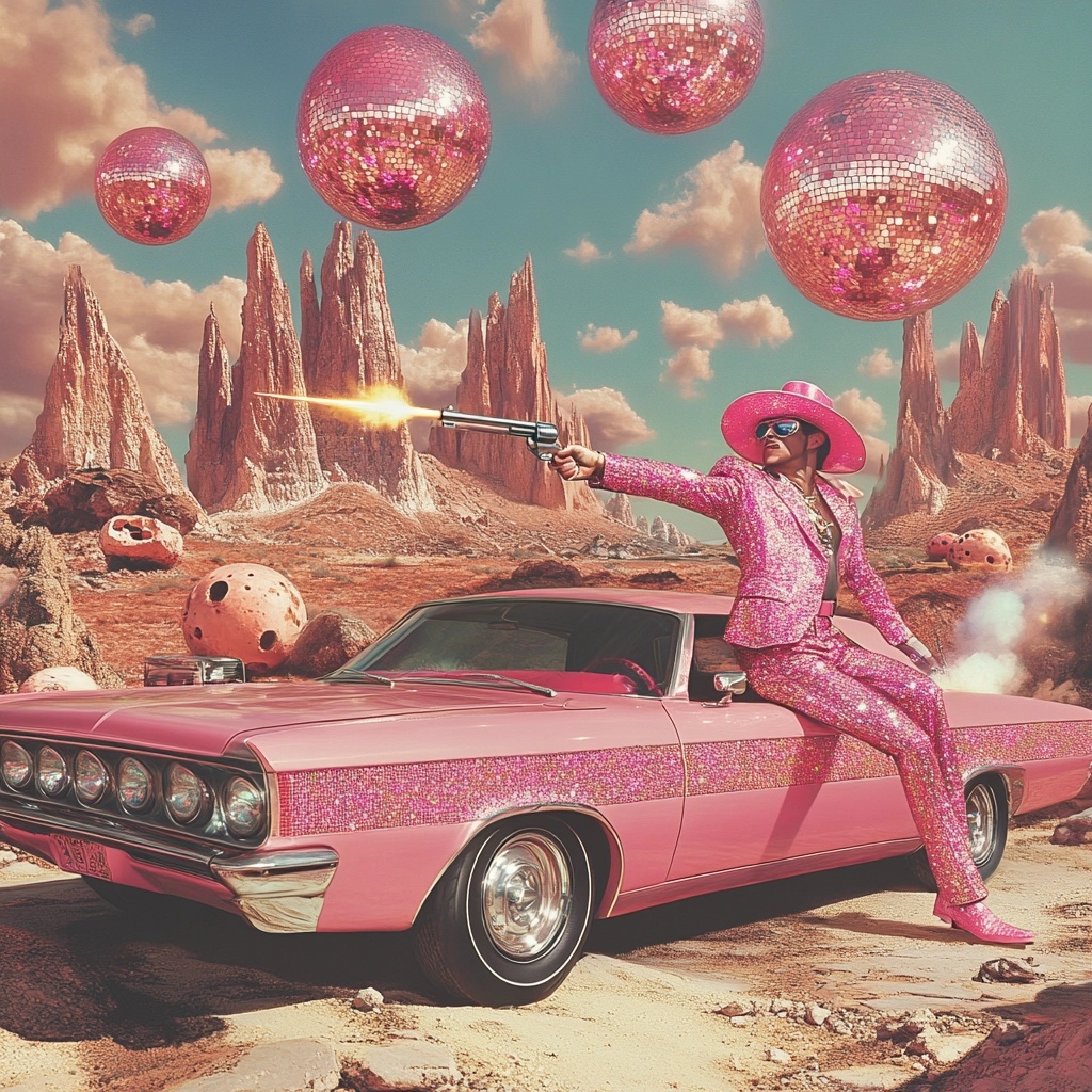 1960s Bedazzled Cowboy in Retro Futurism Adventure