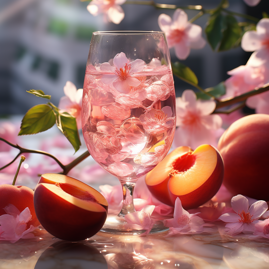 Refreshing Red Wine Spritzer: Peaches, Ice, Bubbles