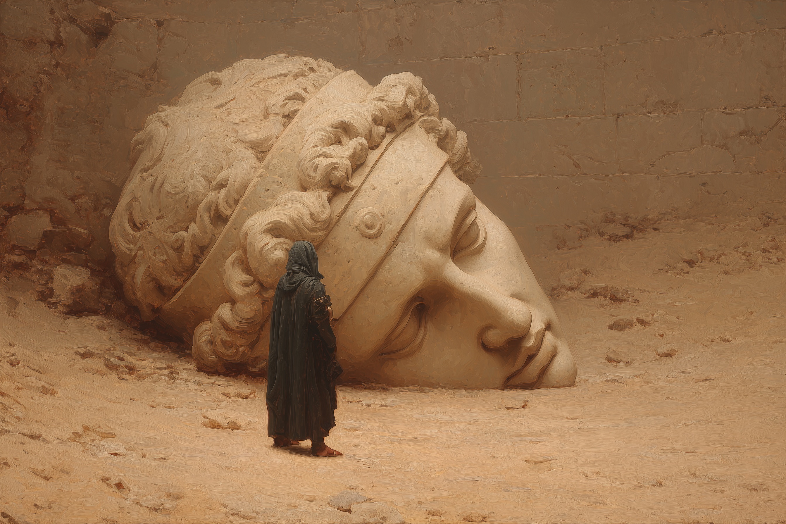 Enigmatic Hooded Figure & Buried Greek Sculpture
