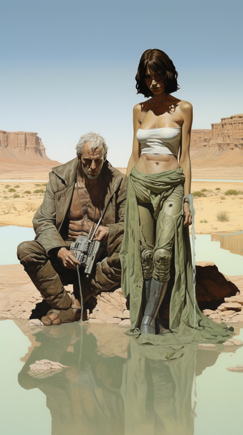 Otherworldly Adventure: Charlton Heston Explores Alien Arid Landscape