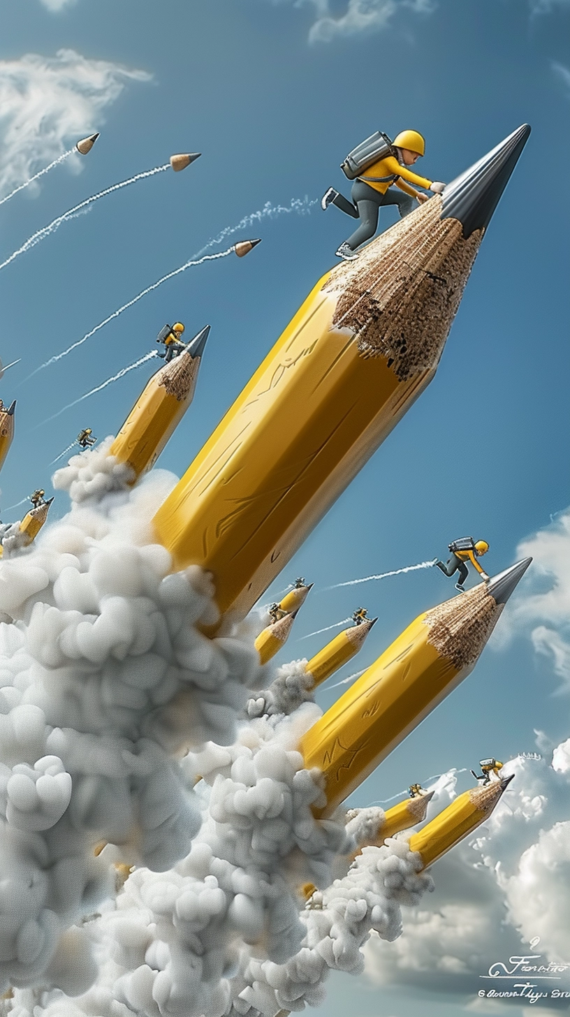 Japanese Kids Soar on Pencils in Sky: Claymation Adventure