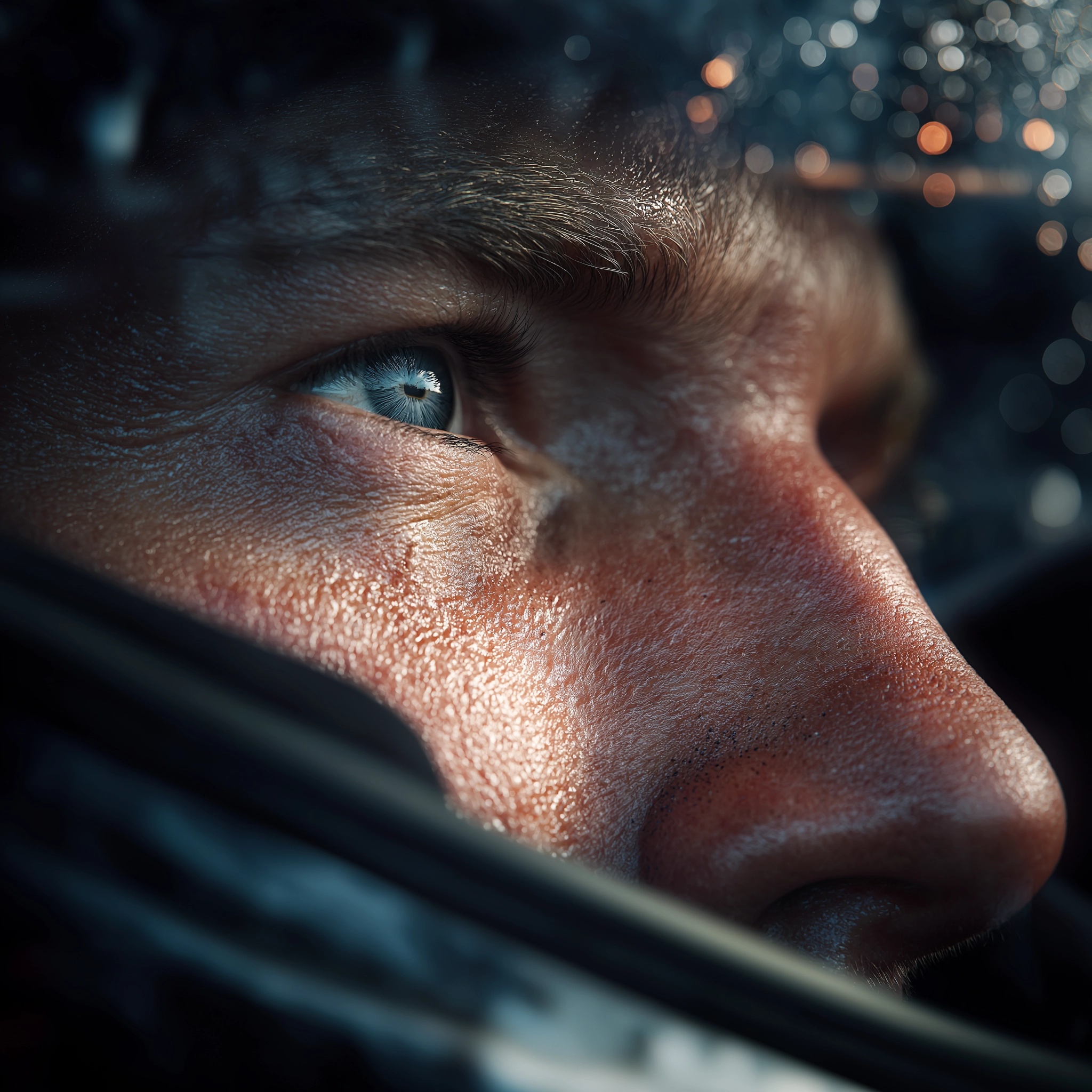 Intense Close-Up of a Race Car Driver's Eye