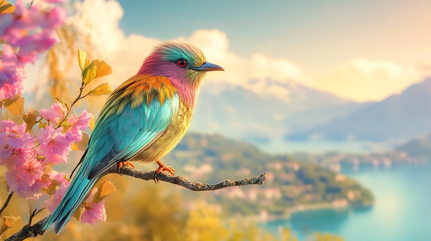 Colorful Bird in Tranquil Italian Lake Setting