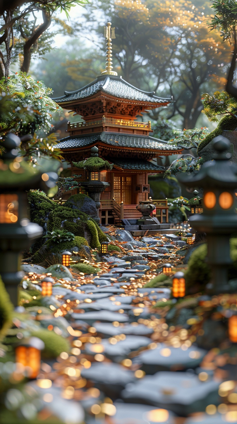 Golden Shrine of Prosperity: Enchanting Japanese Serenity