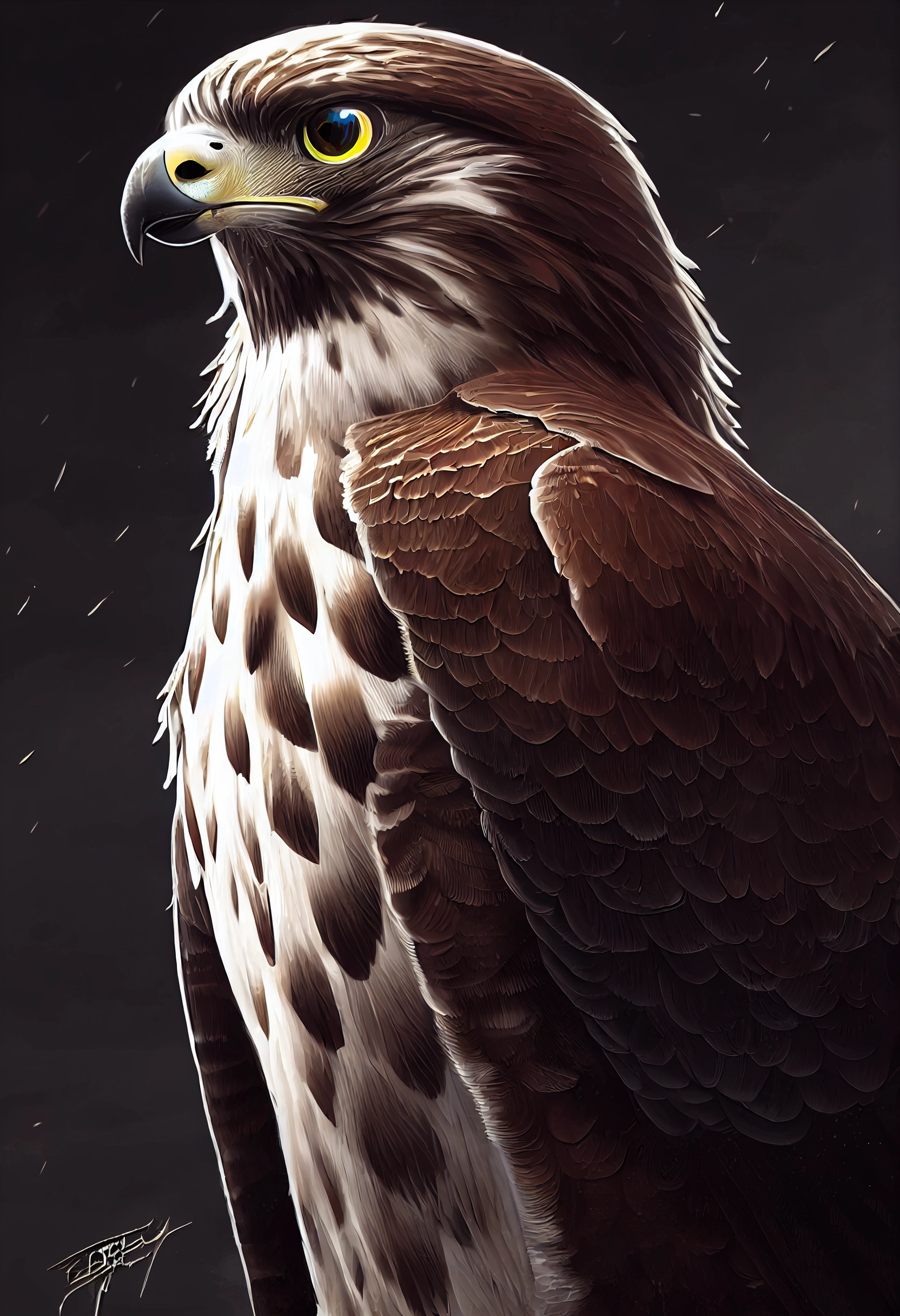 Hyper-Realistic Falcon Concept Art: Winter Majesty