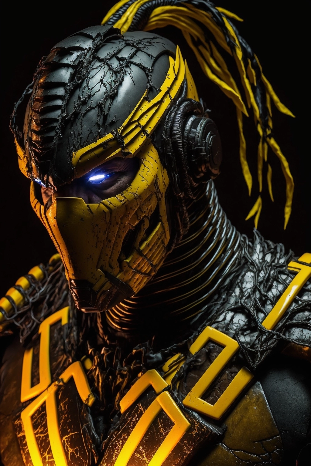 Cybernetic Cyrax: Yellow Armor & Circuit Wire Dreadlocks