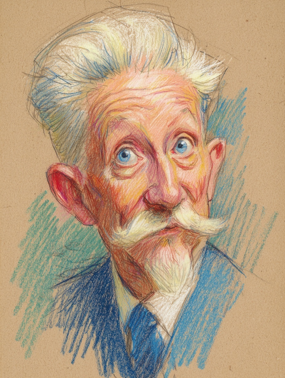 Vibrant Caricature of Psychologist Erik Erikson