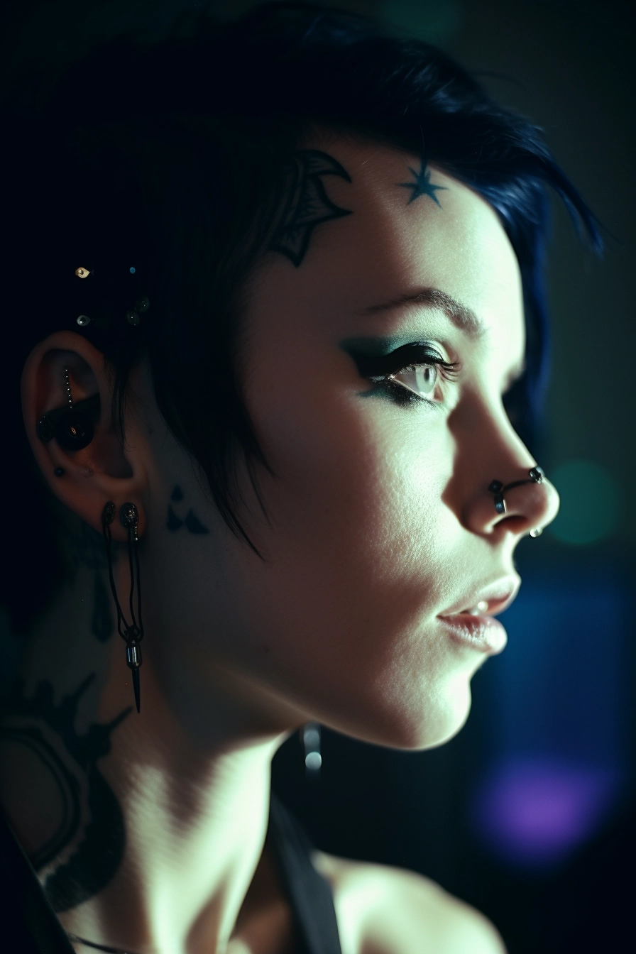 Cyberpunk Portrait: Pierced Girl in Natural Light