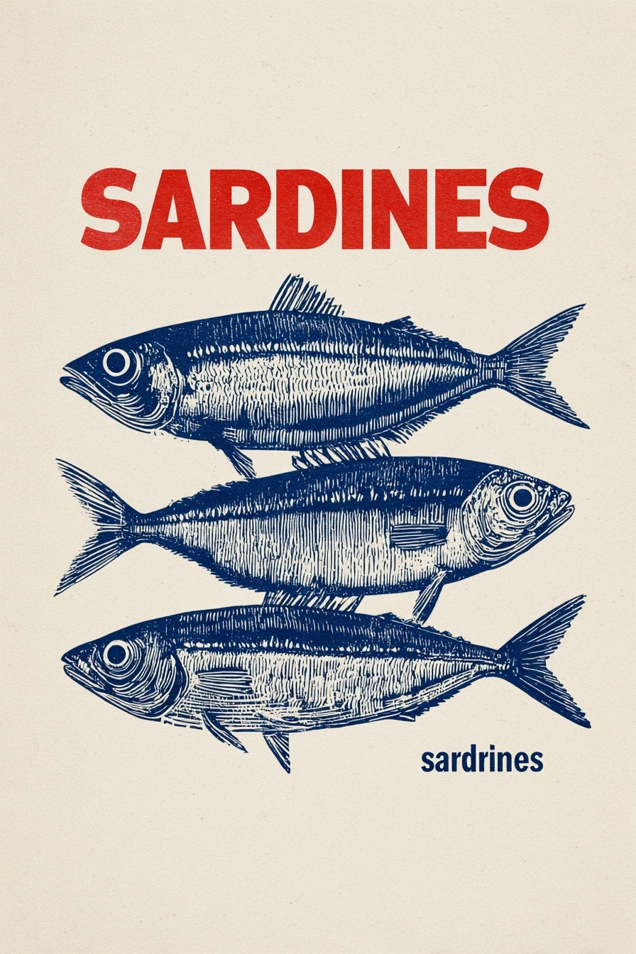 Sardines Poster in Matisse-Inspired Art Style