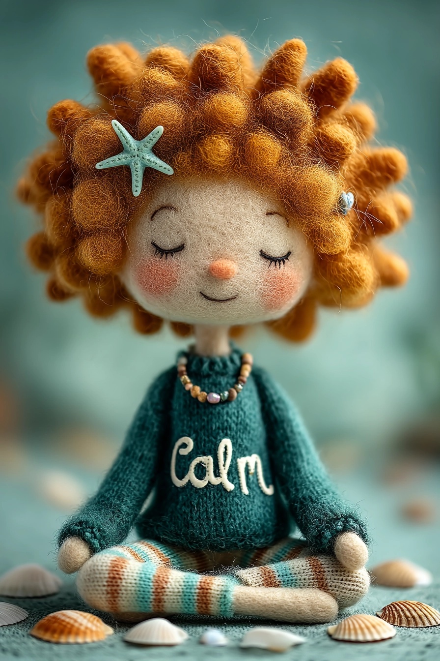 “Handmade Wool Doll: Peaceful Meditative Companion”