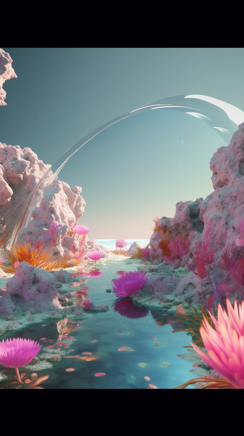 Crystal Oasis: Surreal Futuristic Environment