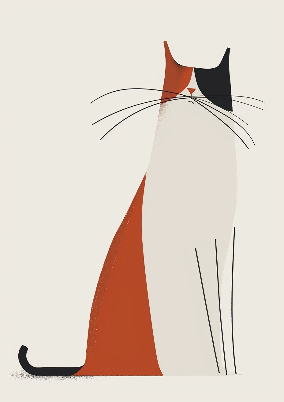 Modern Minimalist Cat Art: Greek Bohemian Rustic Style