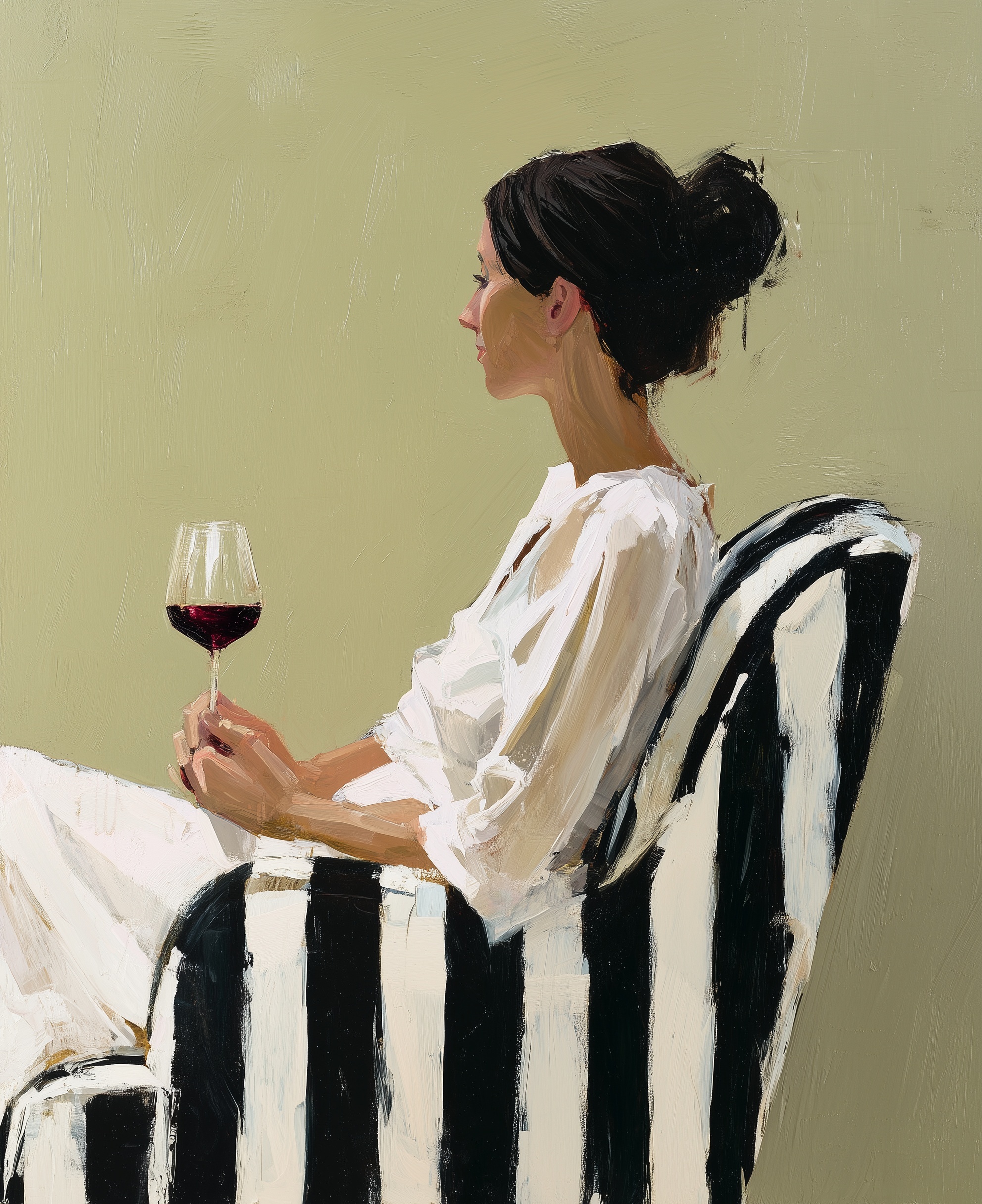 Elegant Woman in White: Captivating Art Print