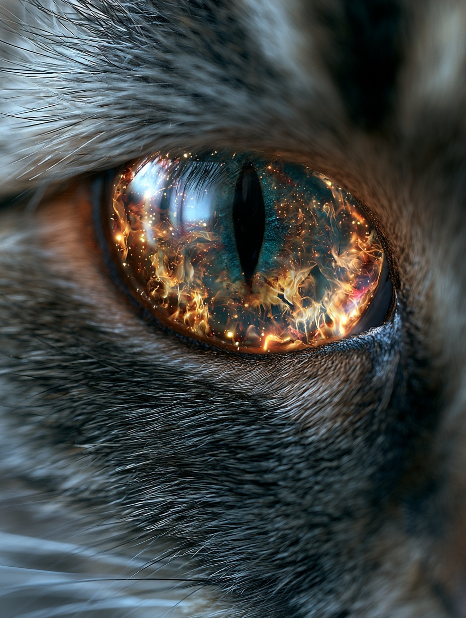 Flames of Emotion: A Cat's Captivating Gaze