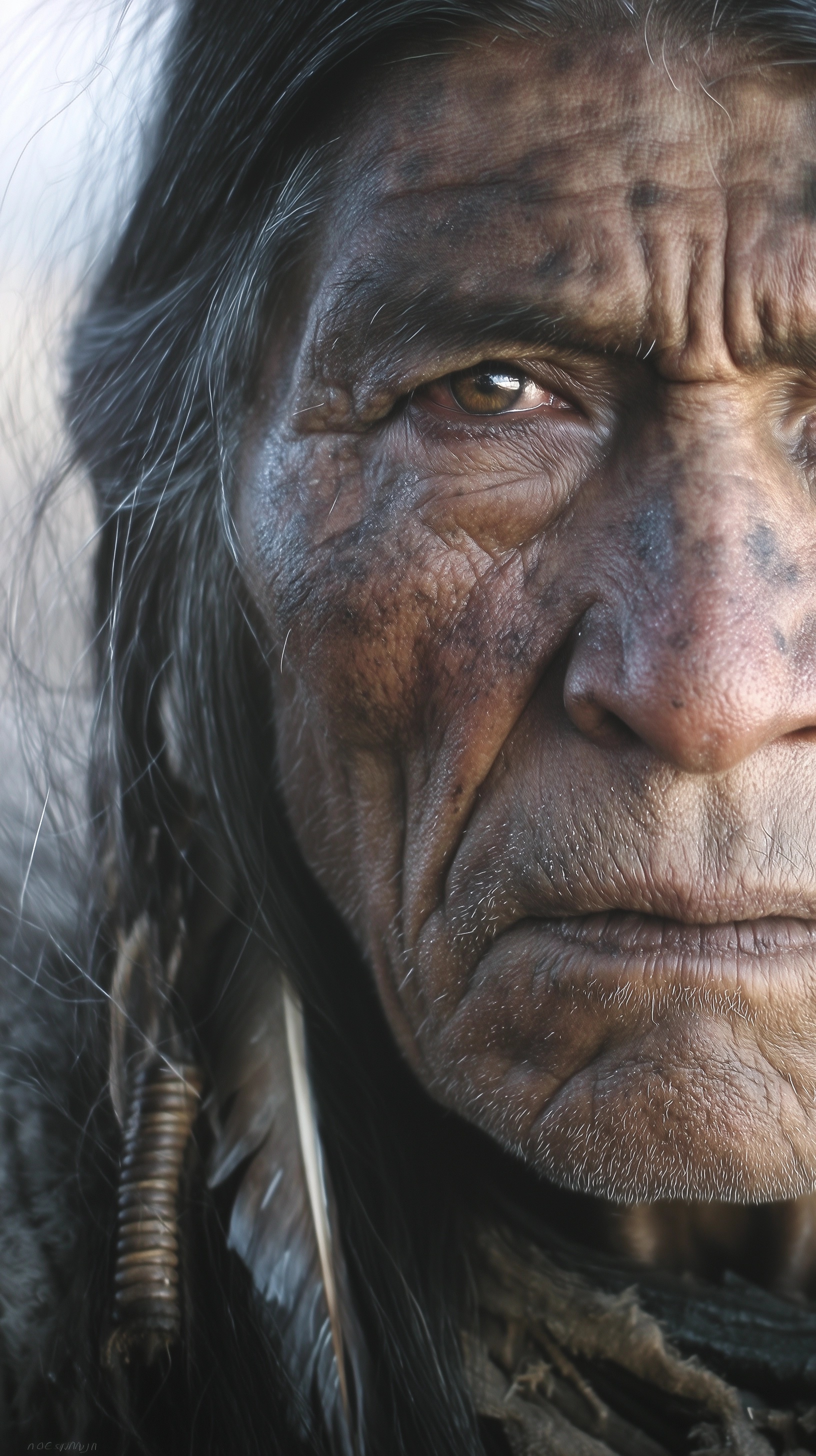 Wise Apache Elder Overlooks Serene Prairie